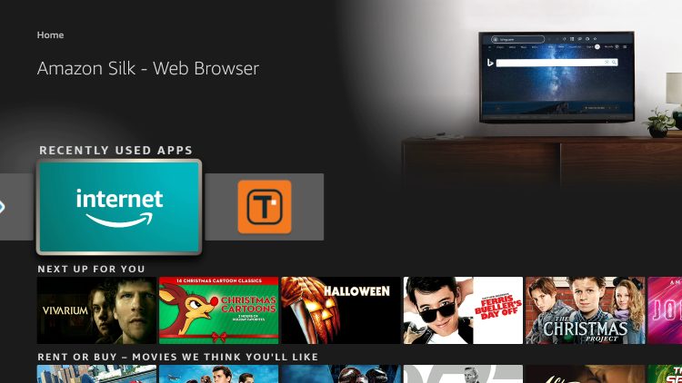 Install the Amazon Silk Browser for free on your Fire TV or Fire TV Stick through the Amazon App Store.