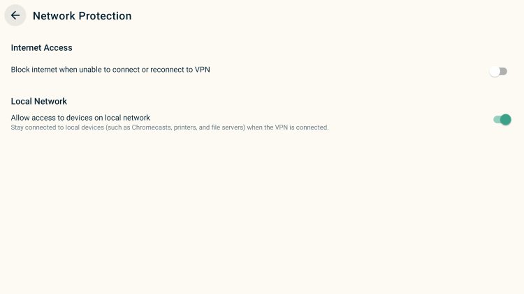 When Local Network is enabled this allows you to stay connected to local devices when connected to your VPN.