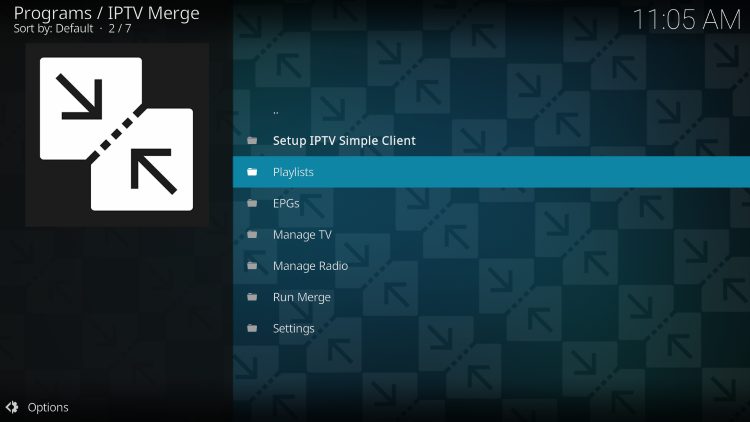 select playlists for iptv merge kodi
