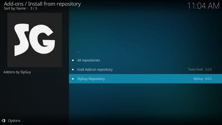 choose slyguy repository for iptv merge kodi
