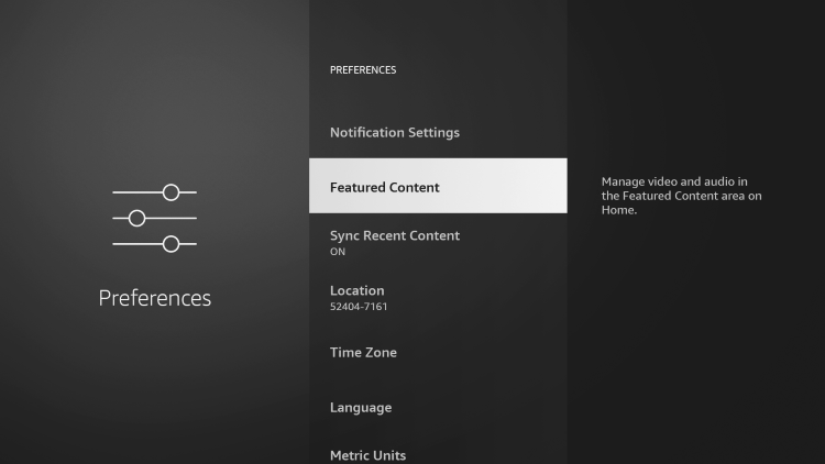 Next, click the back button and select Featured Content.