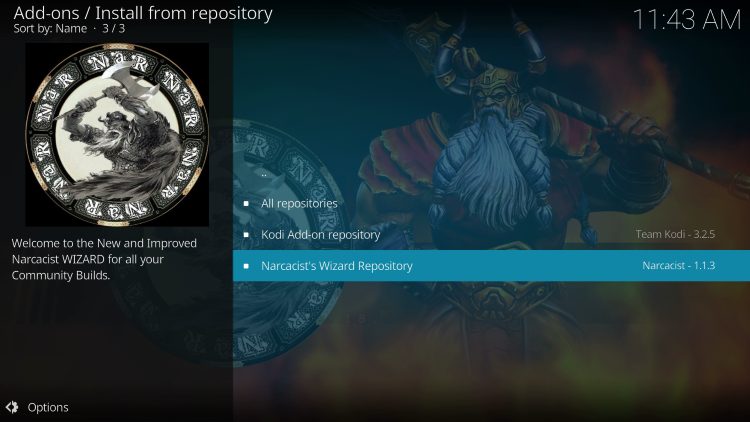 Click Install from repository and then select Narcacist's Wizard Repository