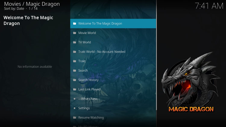 Installation of the Magic Dragon Kodi addon is now complete