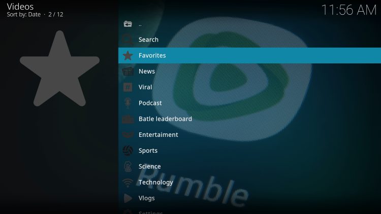 rumble kodi addon categories