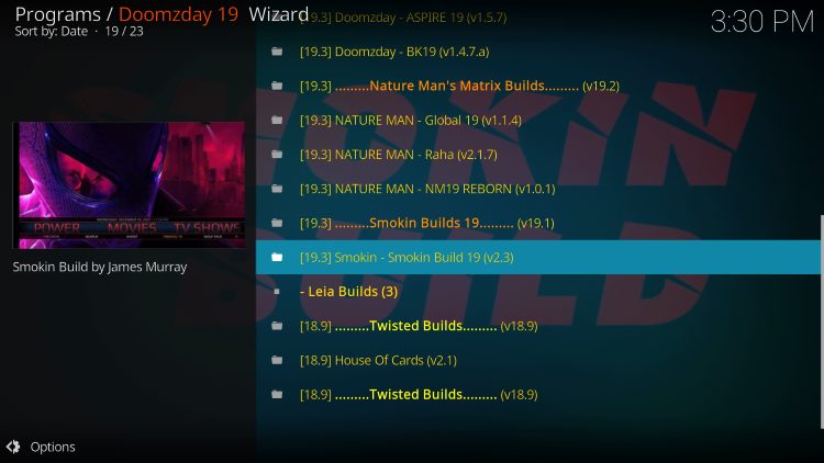 Scroll down and find Smokin kodi build