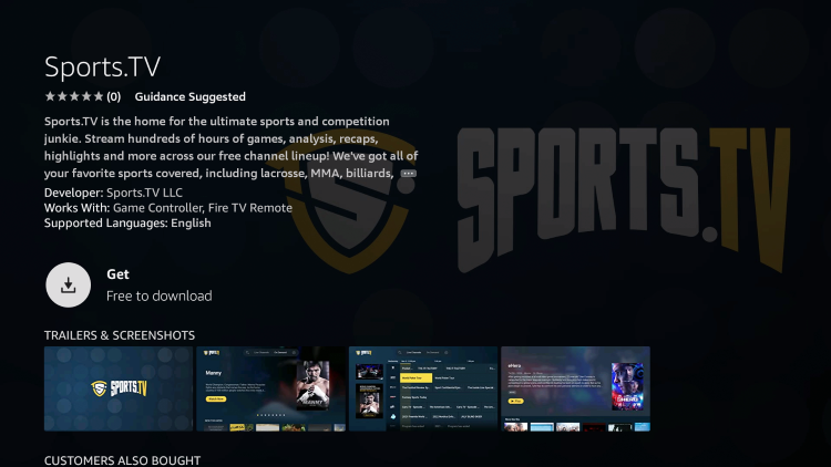 click get for sports.tv app