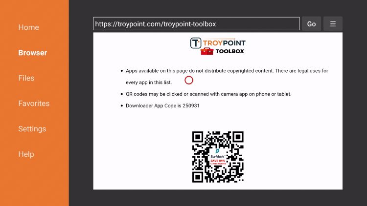 Startbildschirm der Troypoint-Toolbox