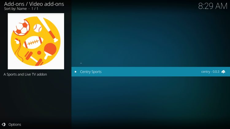 Select Centry Sports kodi addon