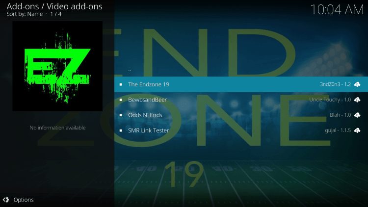 Select EndZone kodi addon