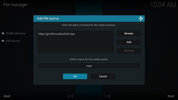 Highlight the box under the source that you just typed in and enter a name for this media source for endzone kodi addon