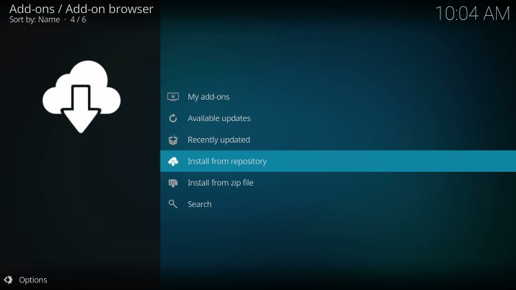 Click Install from repository for endzone kodi addon