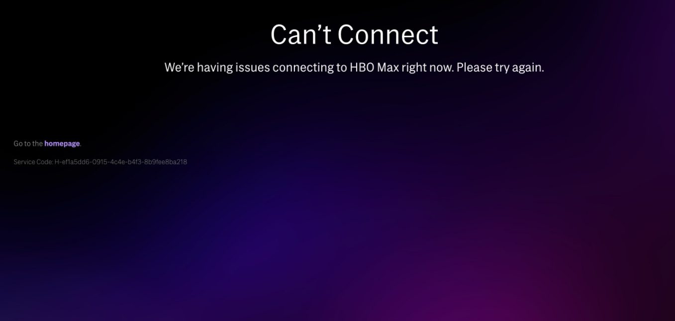 hbo max cant connect message