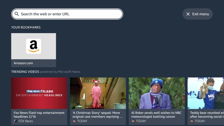 Launch the Silk Browser and click the search bar on top.