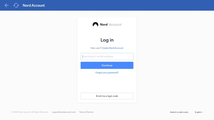 Enter your account email address and click Continue.