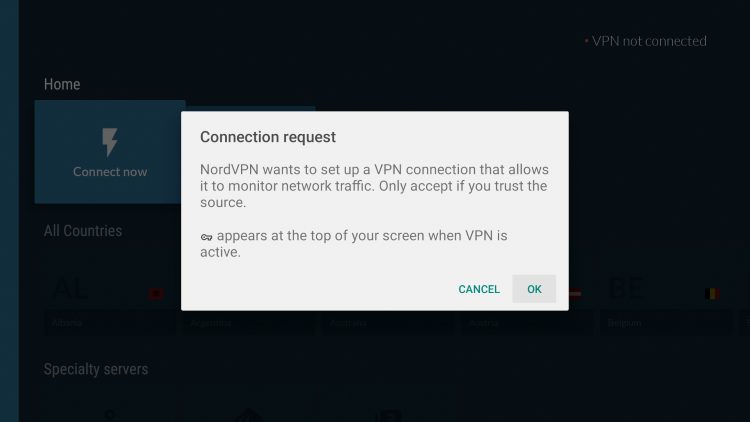 Click OK when you receive this Connection request message.