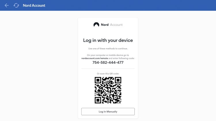 Log in with your device by using the QR Code on your mobile device or Log in Manually. We are logging in manually.