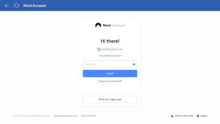 Enter your account password and click Log In.