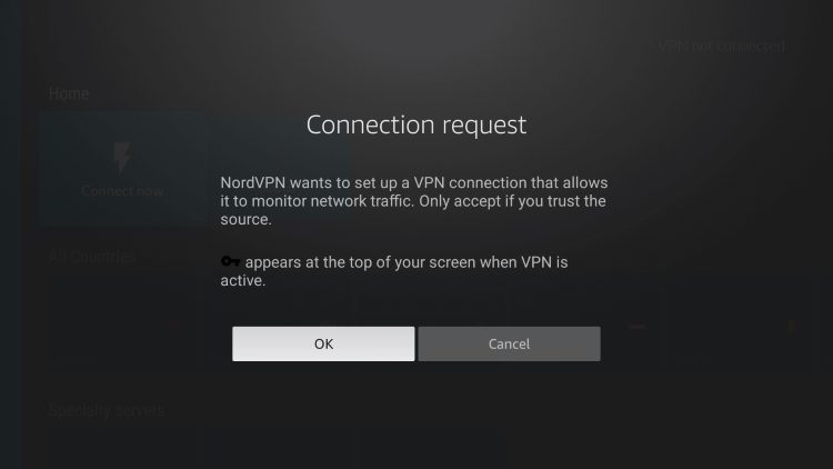 Click OK when you receive this Connection request message.