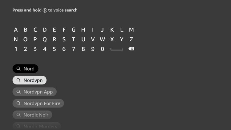 Type in "NordVPN" and click the first option.