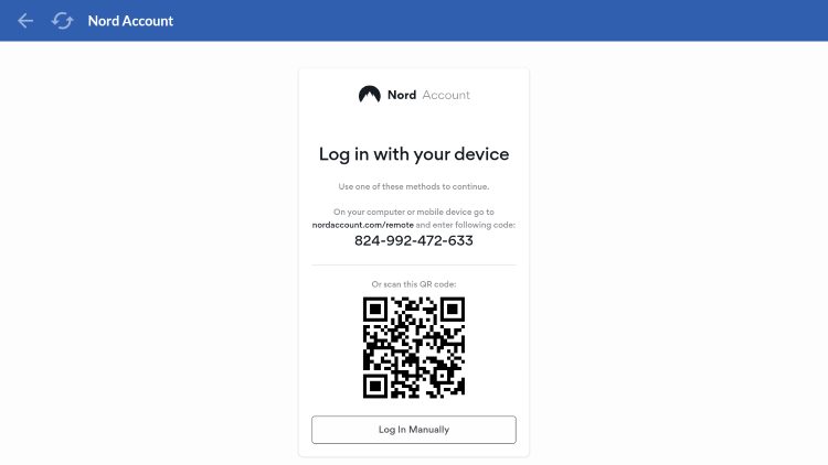 Log in with your device by using the QR Code on your mobile device or Log in Manually.