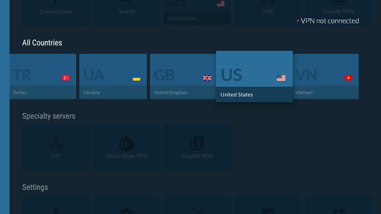 nordvpn on firestick servers