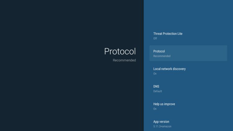 VPN Protocol is the connection protocol used by the application.