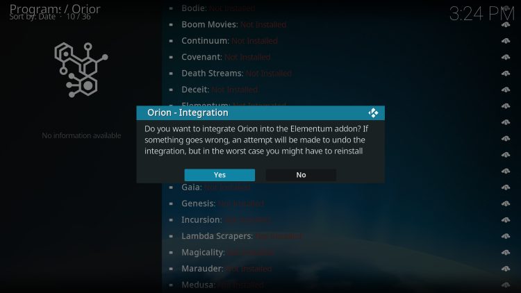 click yes