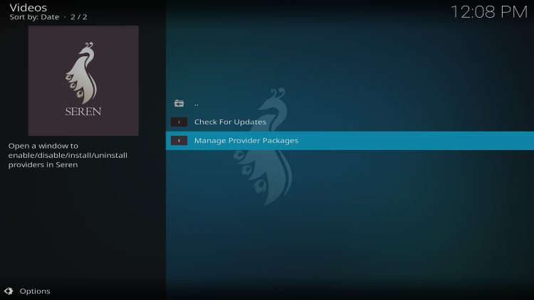 click manage provider packages