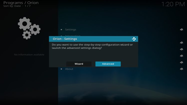 click advanced