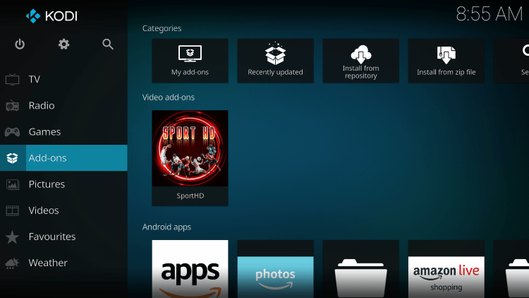Installation of the SportHD Kodi addon is now complete!