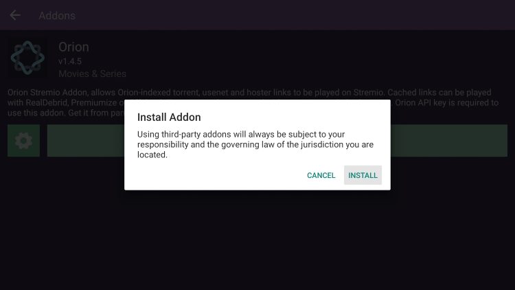 click install again