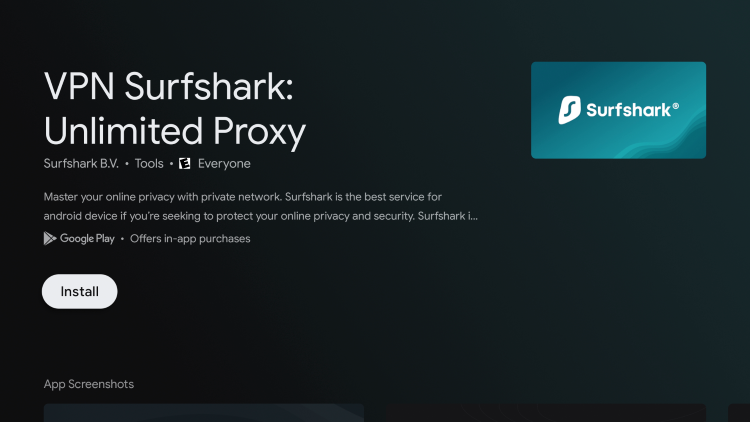 Click Install surfshark on Android