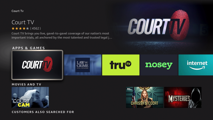 select the court tv app