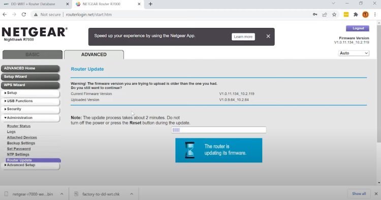 Wait a few minutes for this update process to finish.