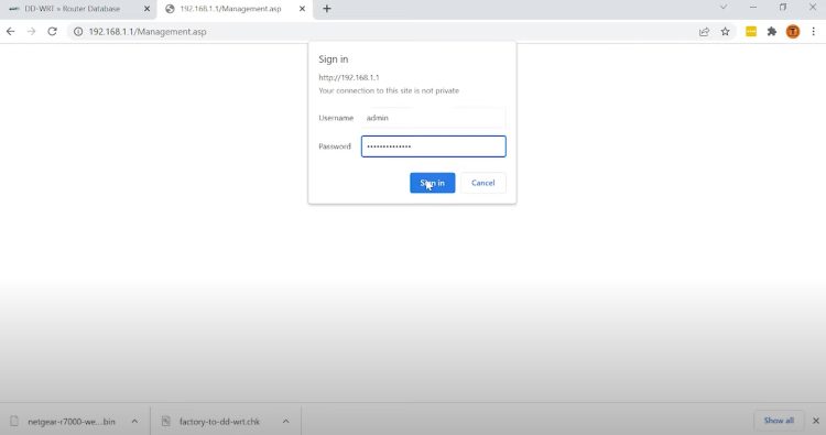 Enter your new username and password from Step 24 and click Sign In.