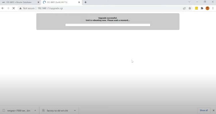 You will then notice an "Upgrade successful" message to install dd wrt on router