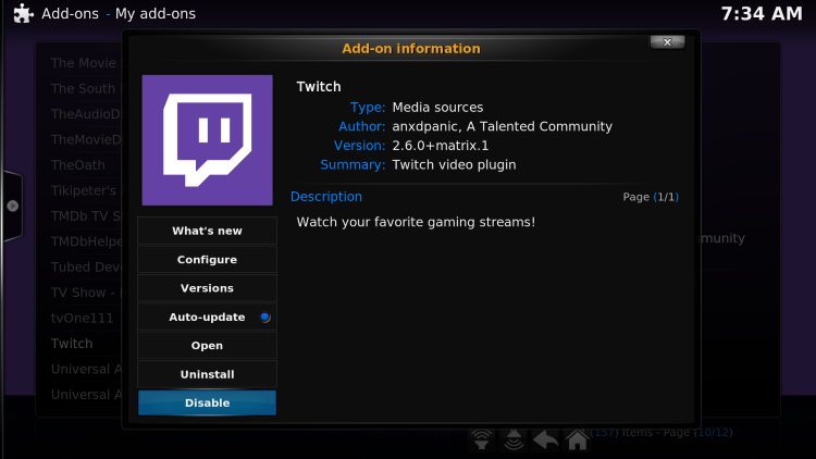 click disable