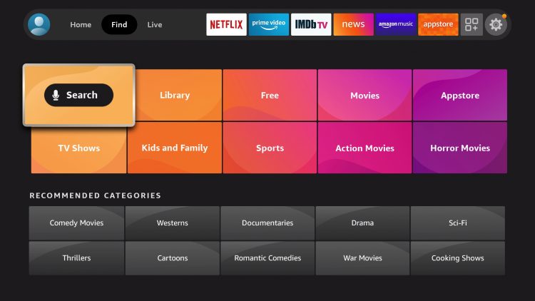 hover over find and click search