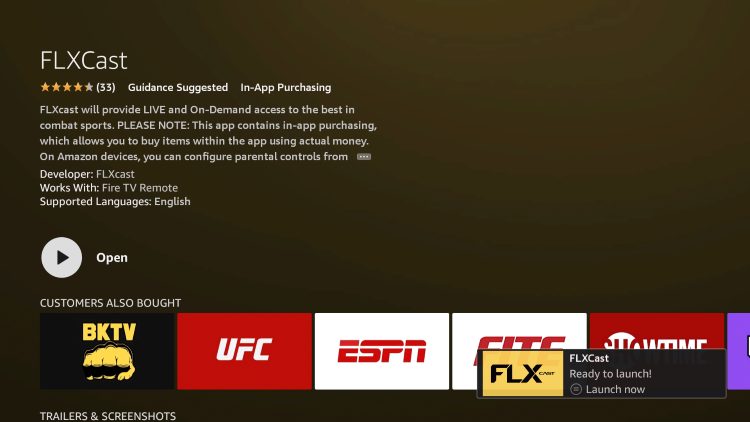 flxcast app ready to launch message