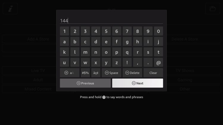 enter 144 and click next