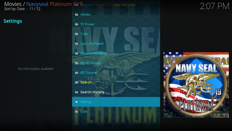 navyseal platinum home screen