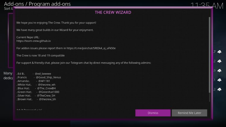 choose dismiss to stop kodi buffering