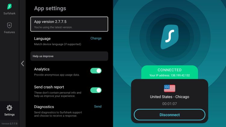 surfshark on firestick app settings
