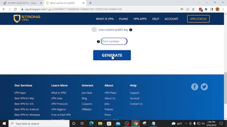 Click Generate button
