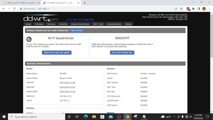 Wireguard on Router DD-WRT Login