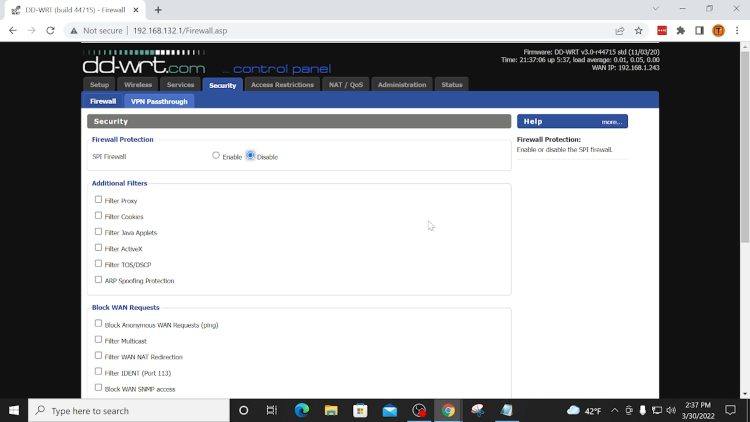 Disable SPI Firewall