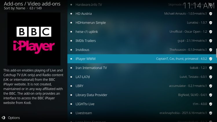 chose iplayer www for bbc iplayer on firestick kodi