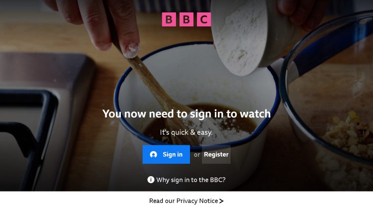 log in or register for bbc iplayer on firestick
