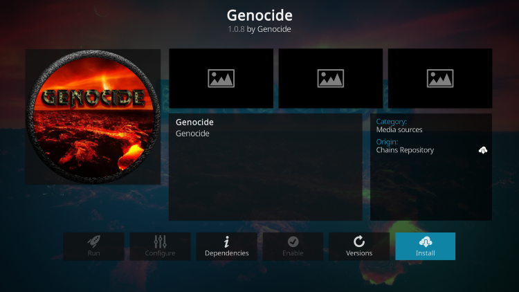 click install for genocide kodi addon