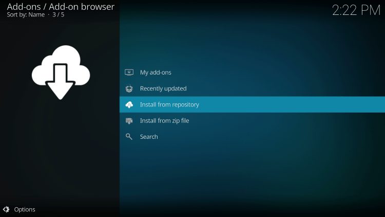 Click Install from repository to find the promise kodi addon